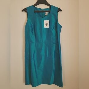 NWT Worthington Silk Sleeveless Dress Teal Size 12